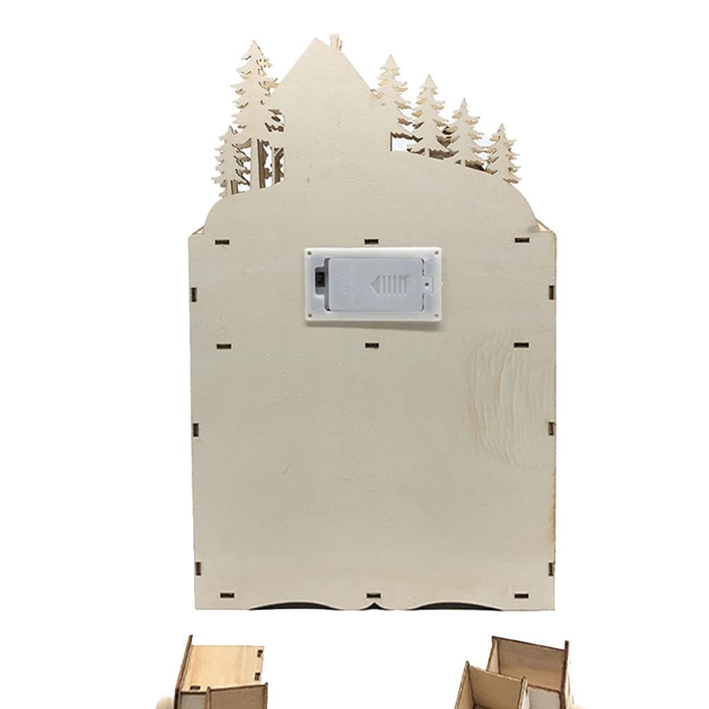 Calendrier De L'Avent En Bois Avec 24 Tiroirs Vides - Décoration De Noël Réutilisable Forme Maison - 7
