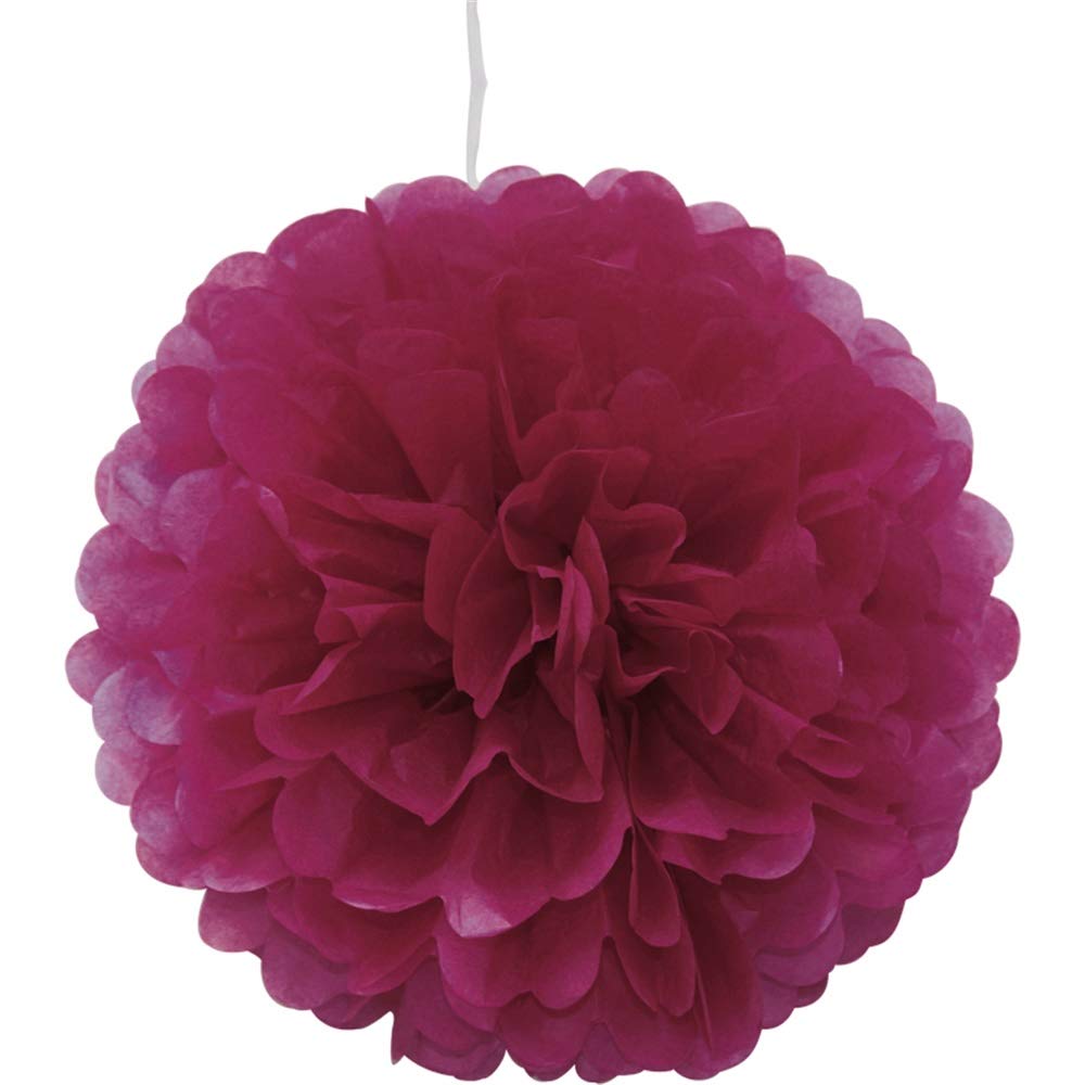 1PCS Tissue Paper Pompoms Pom Poms Flower Handmade Wedding Party Decorations Balls, Burgundy, 20"(50cm)