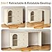 RoyalCraft 59” Large Makeup Vanity Desk, Beige L Shaped Corner Vanity Table with 3 Drawer & 2 Door, Modern Extendable Dressing Table, Vanity Dresser Combo for Bedroom, Dressing Room (Without Mirror)