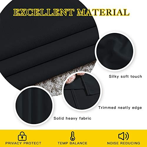 NICETOWN Blackout Curtains 2 Panels - Black Out Curtains 84 Inch Long,Insulated Curtains Room Darkening Grommet Curtains for Bedroom Living Room Windows (52 by 84 Inches,Black,Set of 2) - 3