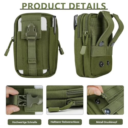 Image of ZIBUYU Tactical Waist Bag for Man, Military EDC Utility Pouch for Outdoor Hiking, Camping, and Everyday Carry, Durable Multifunctional Fanny Pack for Men, Secure Storage and Easy Access, Green