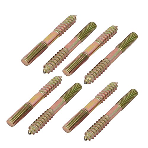 Aexit M8x70mm Carbon Home Hardware Steel Zinc Plated Self-Tapping Hanger Bolt 8pcs Model:80as25qo14