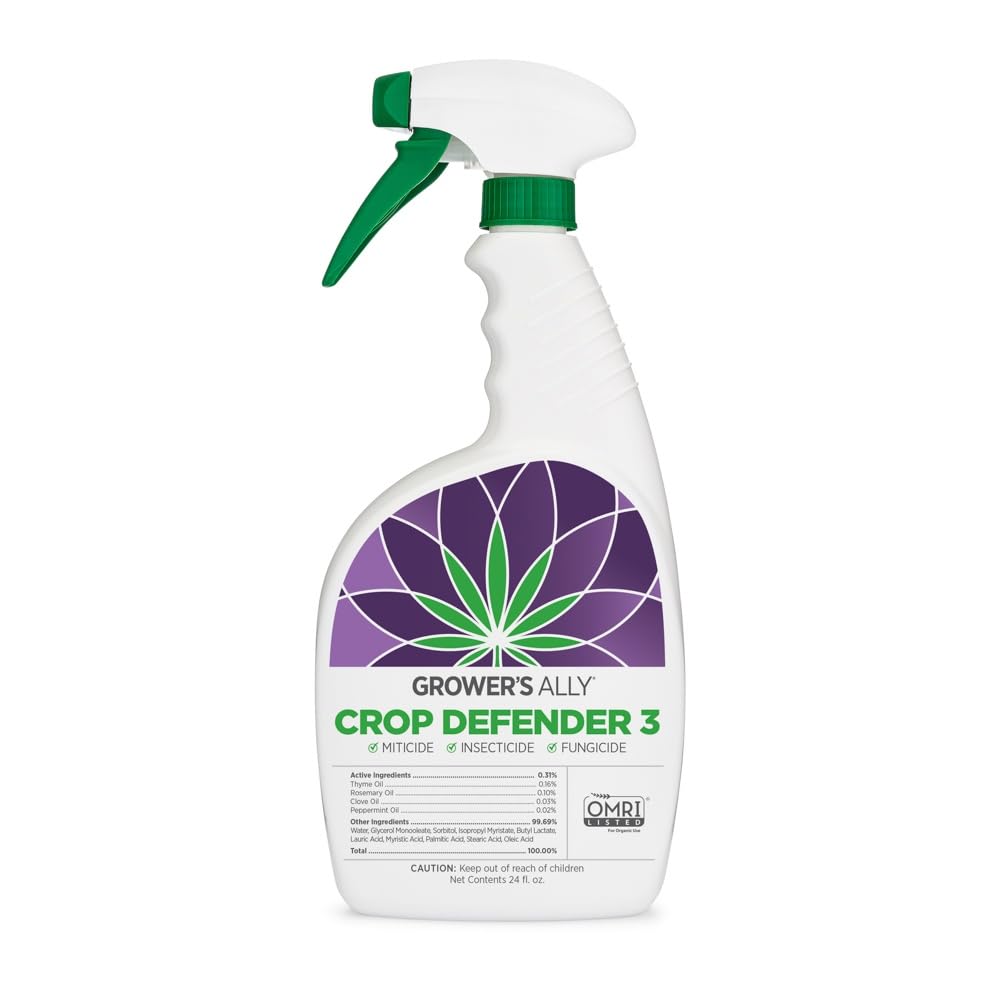 Crop Defender 3 - Ready-to-Use Miticide, Insecticide, Fungicide Control for Plants - OMRI Listed Natural Garden Safe Spray for Powdery Mildew, Spider Mites, Russet Mite Killer - 24 Oz