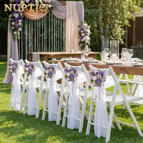 Image of NUPTIO Artificial Flower Ball Centerpieces: Lilac & Purple & Pink Rose