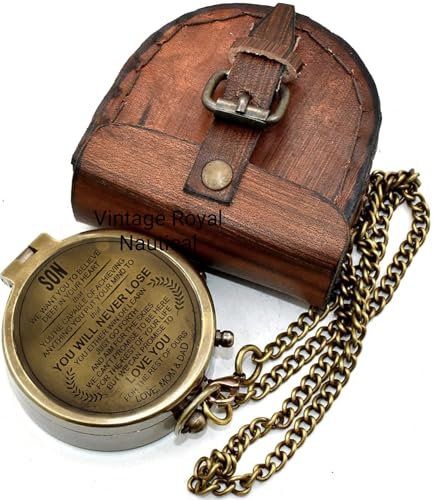 Brújula de Latón Grabada AASIYA con Estuche de Cuero miniatura 1