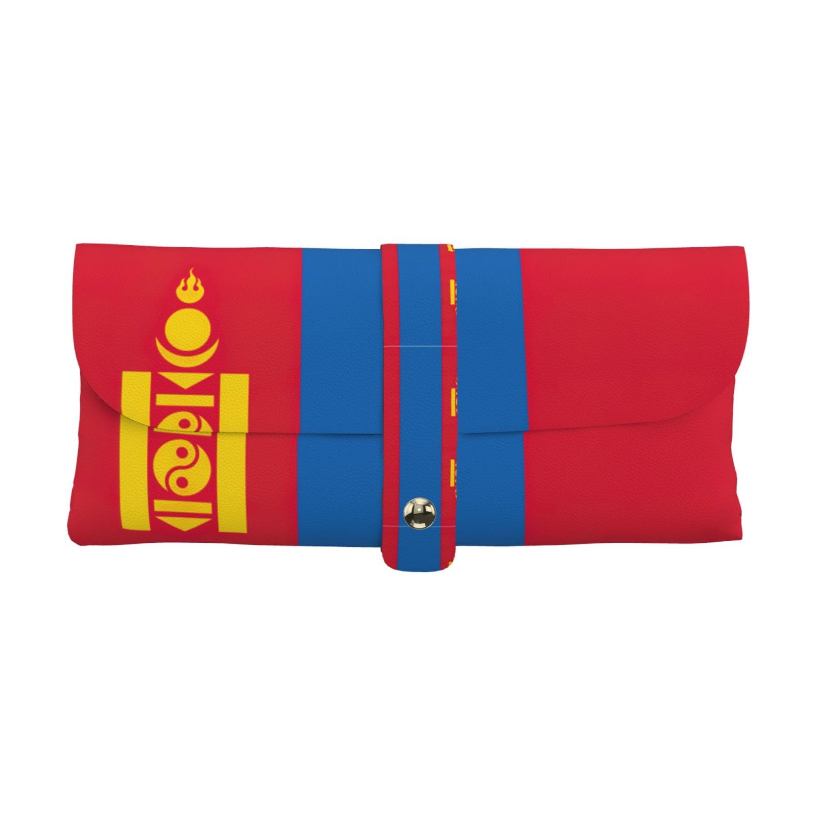 SDEGTHO Mongolian Flag Leather Glasses Case Sunglasses Pouch Eyeglass Case For Men And Women Eyeglasses, White, One size