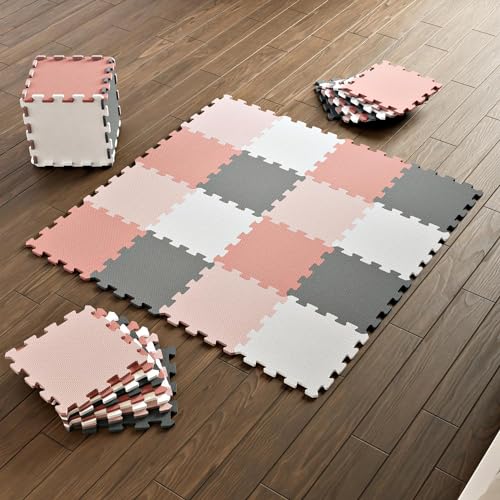 Image of Baby Play Mat for Floor - Non-Toxic Kids Play Mat Jigsaw Foam Puzzle Interlocking Floor Mats 16 Piece Interlocking Foam Tiles - Squares Play Mats for Babies and Toddlers - Foam Floor Tiles for Kids