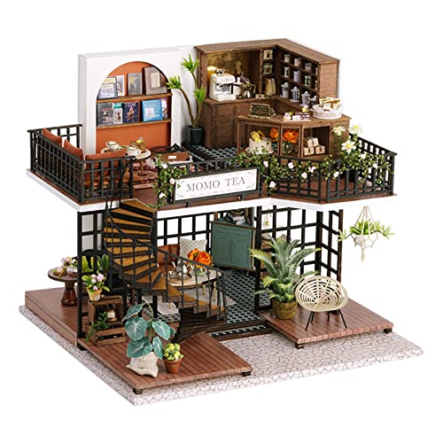 Cuteefun DIY Puppenhaus Miniatur Haus zum Selber Bauen für Erwachsene, Miniatur Puppenhaus Kit mit Möbelmusik und…