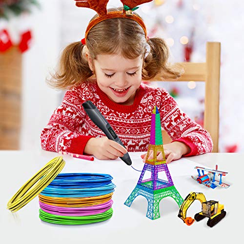 TECBOSS 3D Pen PLA Filament 1.75mm, 26 Colors 3D Printer Filament, Each Color 10 Feet, Including 6 Glow in The Dark 1 Transparent Color Refills, Bonus 250 Stencils e-Book, Filament for 3D Pen