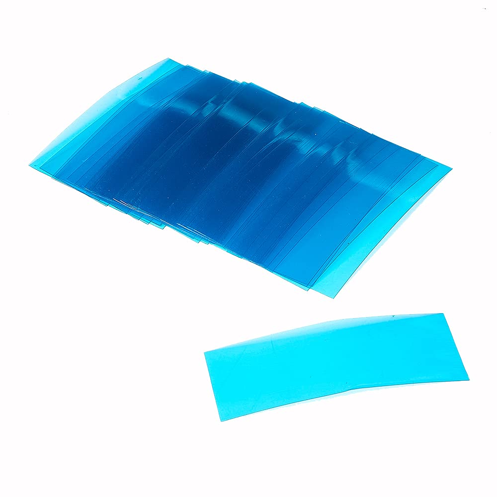 Aicosineg Flat PVC Heat Shrink Tubing Battery Wrap for 1x 18650 Battery Protective Sleeve Heat Shrink Wraps Tubing 30 Pcs Clear Blue