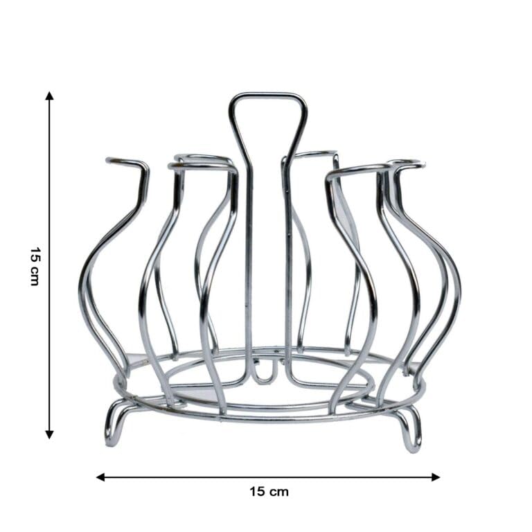 Image of Stainless Steel Glass Holder Stand for Kitchen Counter, Water Tumbler Organizer Rack, Drinking Cup Storage, Rust Resistant Glass Drying Stand, Modern Countertop Kitchen Organizer