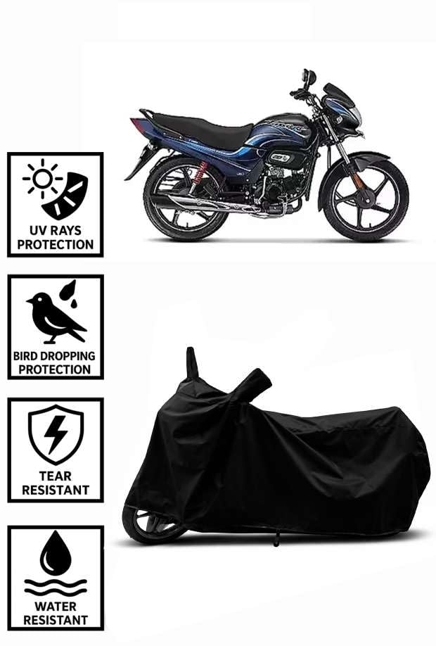 Image of Heavy Duty Waterproof Scooty & Bike Cover for Hero Passion Plus - UV Resistant, Dustproof & Rain Protection, All-Weather Outdoor Cover for Bikes & Scooty with Buckle Straps