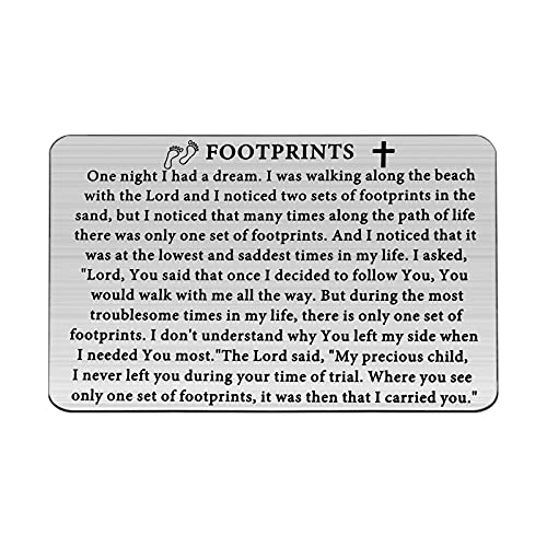 FUSTMW Poem Gifts Metal Wallet Insert Card It Was Then That i Carried You Engraved Wallet Card