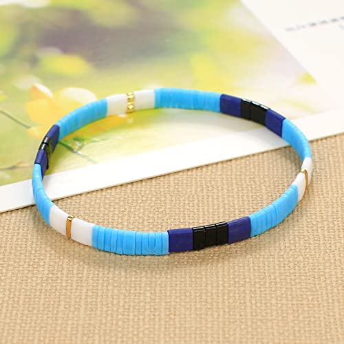 Image of KELITCH Women Stretch Bracelets Pearl Charms Tila Shell Beaded Friendship Bracelet