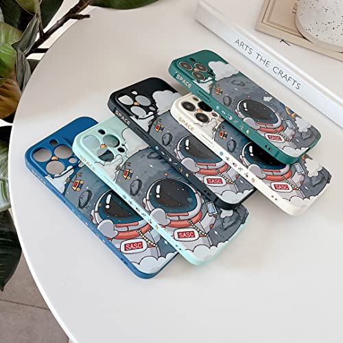 Yonds Queen For Iphone 12 Pro Max Cute Case, Cool Cartoon Astronaut Planet Moon Space Design Stylish Soft Tpu Bumper Shockproof Anti-Slip Protector Case (Iphone 12 Pro Max, Green Moon) #TOP5