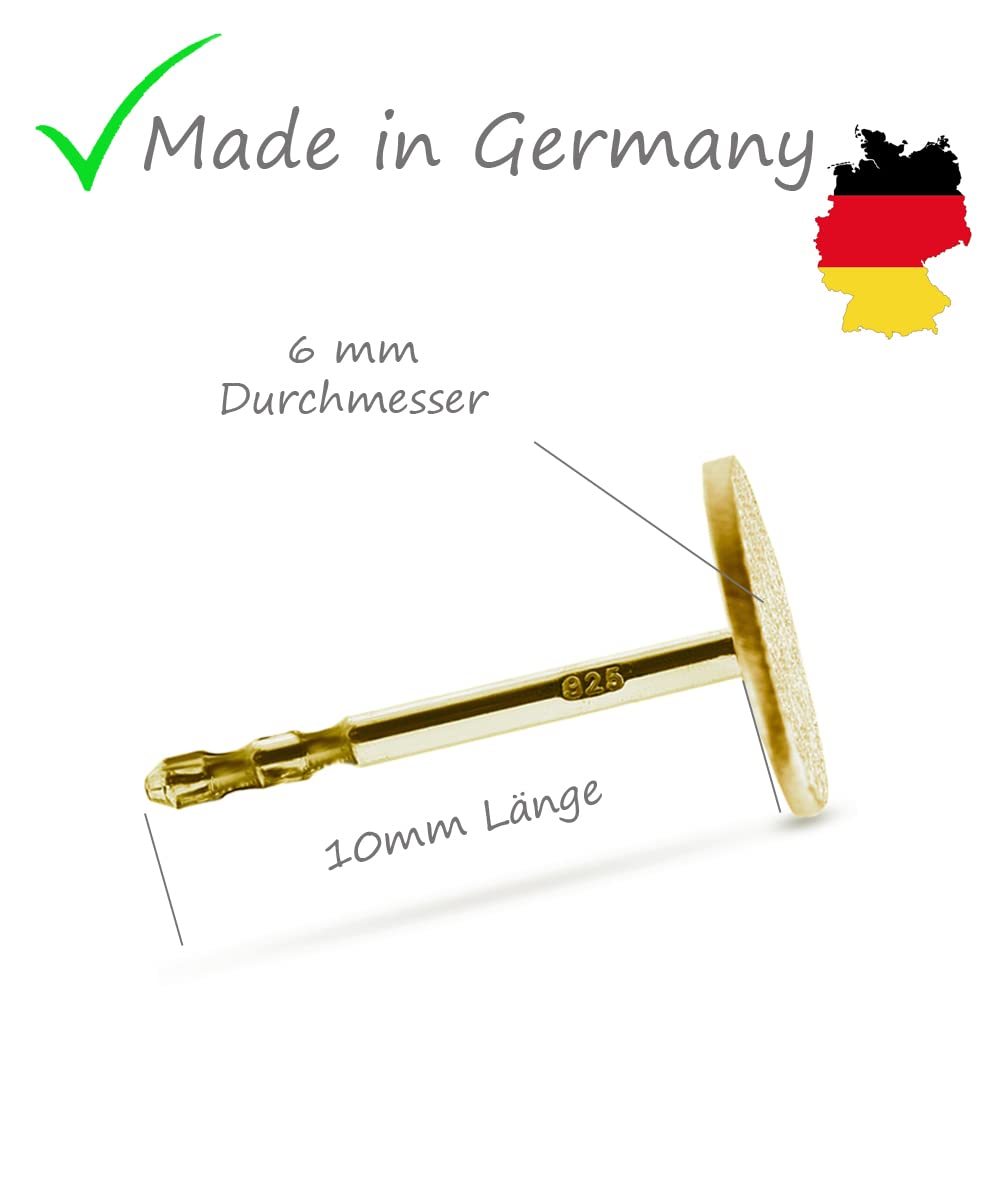 Ohrstecker eismatt rund Silber 925, Gold Roségold Schwarz, 4-10 mm, handgefertigt