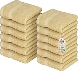 Luxury Cotton Washcloths (12-Pack, Champagne, 12x12 Inches) - Easy Care, Fingertip Towels, Facial Towelettes, Cotton Hand Towels - by Utopia Towels