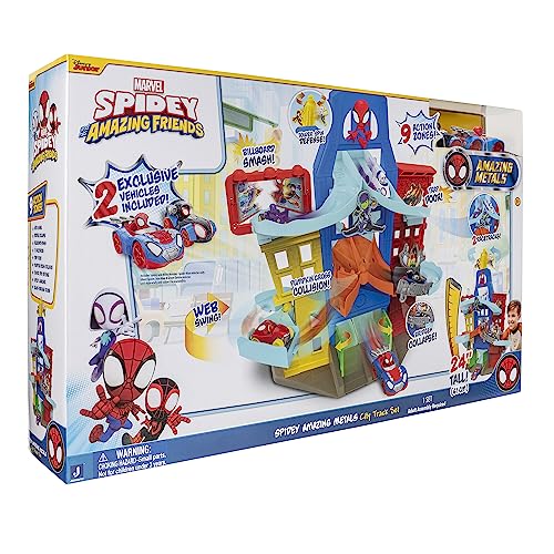 Spidey and his Super Friends SNF0202 Metal Vehicle City Track Set, Toy from 3 Years