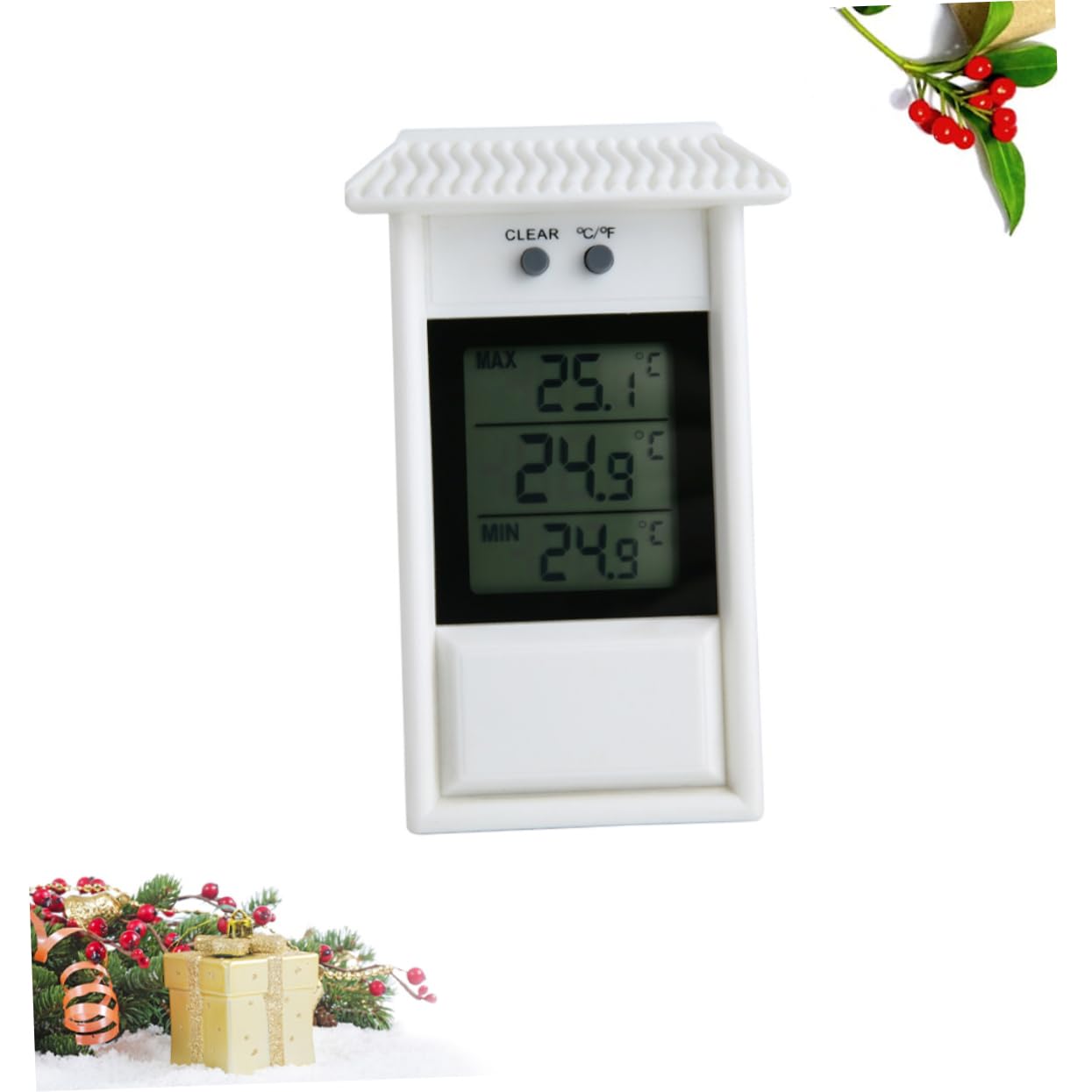 YARNOW 3pièces Thermomètre Extérieur Sans Batterie Pour Fenêtre Et Réfrigérateur Affichage Numérique Étanche Plage Fonction De Mémoire Des Températures Design Pratique Blanc