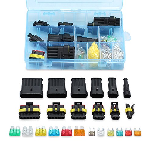 Terminal Eléctrico Impermeable Coche Conector Cable Coche Enchufe 224PCS 1/2/3/4/5/6 Pin Conector Eléctrico con Fusibles de Mini Cuchillas Automotrices para Moto Camión Caravana Jet Barcos