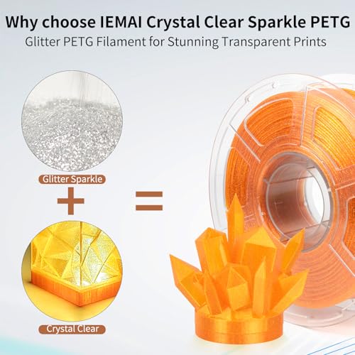 Image of IEMAI Glitter Clear PETG Filament 1.75mm 4kg Bundle, Sparkly Transparent Finish 3D Printer Filament 1kg Spool 4 Rolls Red+Orange+Green+Pink, for Most FDM 3D Printers