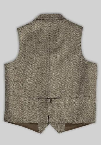 Men's Wool Blend Suit Vest Casual Herringbone Tweed Waistcoat for Wedding Groomsmen3
