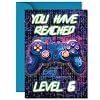 Stuff4 6th Birthday Cards for Boys Girls - Neon Video Gamer - Happy Birthday Card for 6 Year Old Boy Girl Granddaughter Brother Grandson Daughter, A5 Bday Greeting Cards