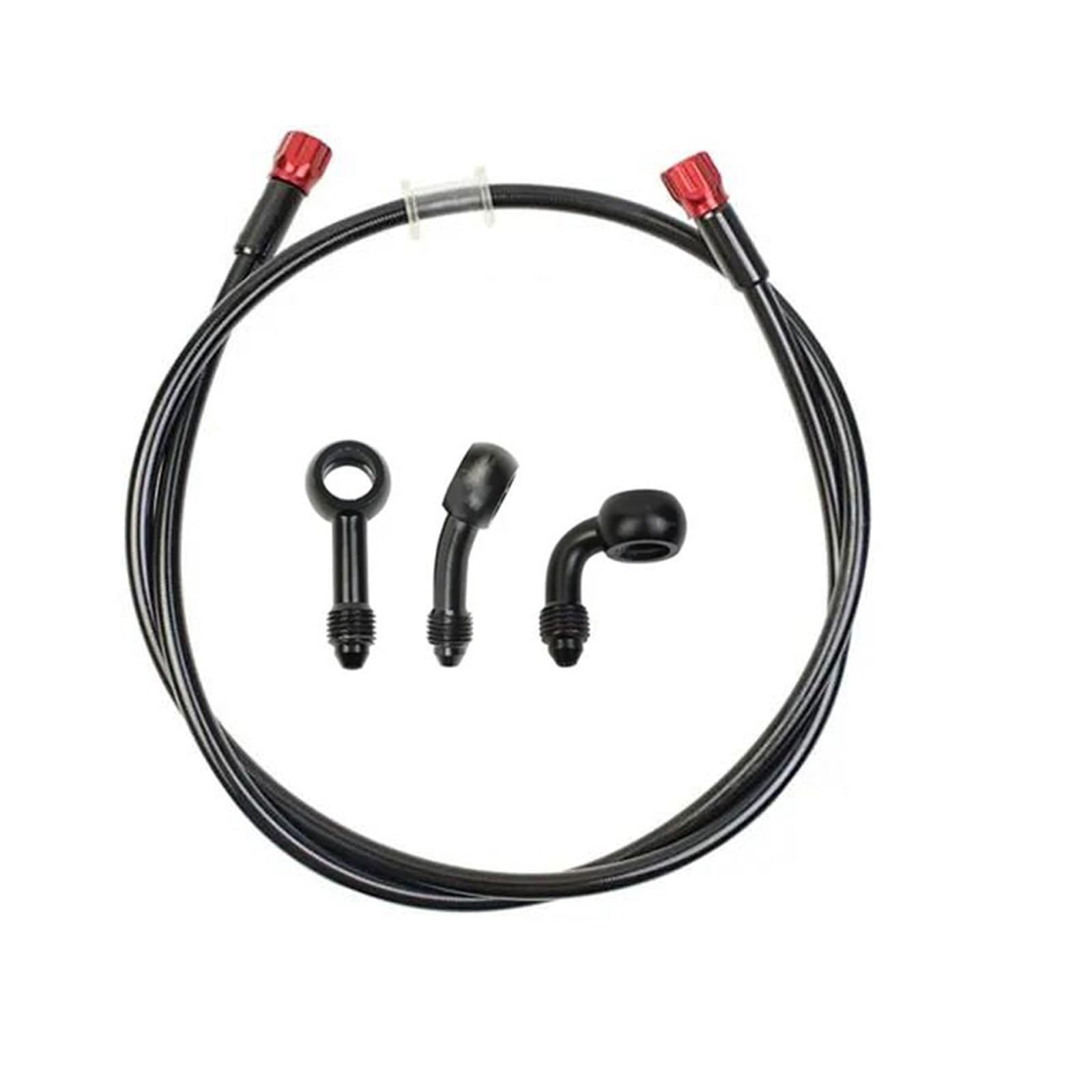 Shqxd Black- Silver Hydraulic Brake Hose Motorcycle M10 Fit Atv Pit Dirt Street Racin Brake Hose An3 Hydraulic Braided Line With 360 Degree Rotatable Banjo(2100Mm)