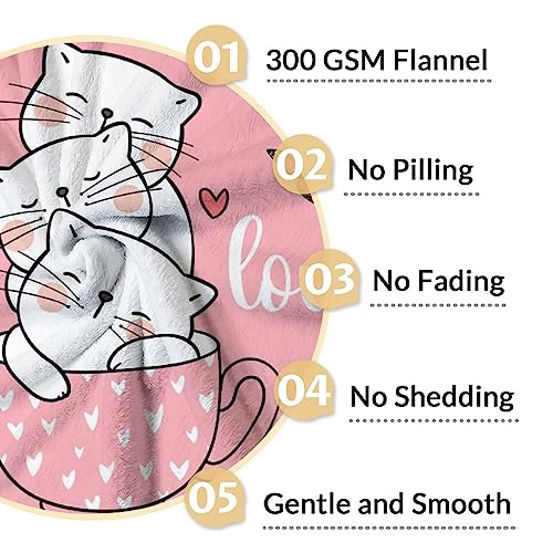Cat Blanket Gifts - 30"x40" Cute Throw for Girls - Pink Soft Fuzzy Blankets for Couch & Office