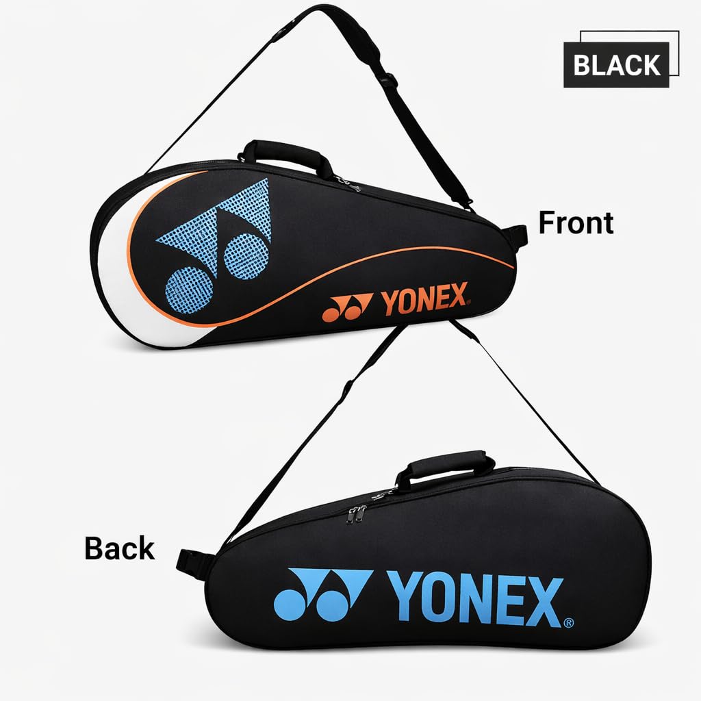 YONEX Sac pour raquettes de badminton, capacité de 3 à 6 raquettes, compartiment à chaussures séparé, bandoulière réglable, imperméable.