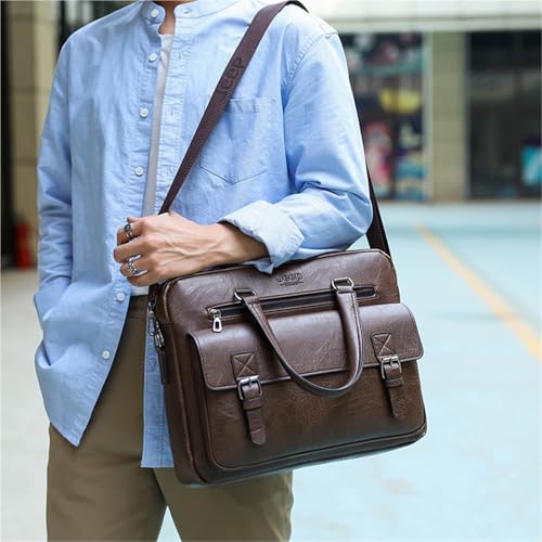 Large-capacity men's handbags, men's business briefcases, shoulder bags, retro business bags, leather bags3