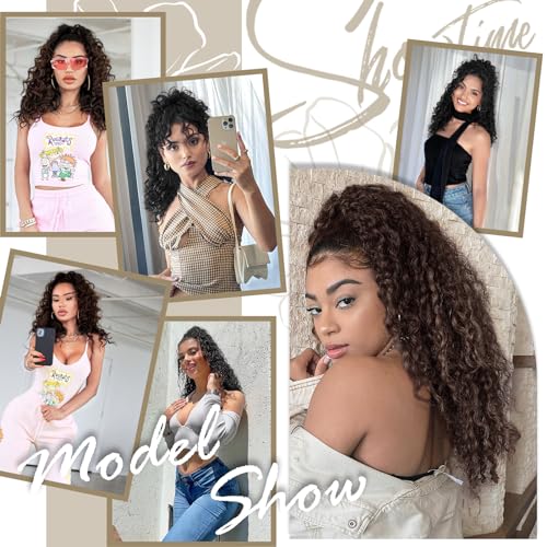 Aisi Beauty Curly Ponytail Extension, Drawstring Ponytail Extension For Black Women Dark Brown Synthetic Clip In Ponytail Extension 20 Inch Long Curly Wavy Fake Ponytail Hairpieces For Daily Use thumb #6