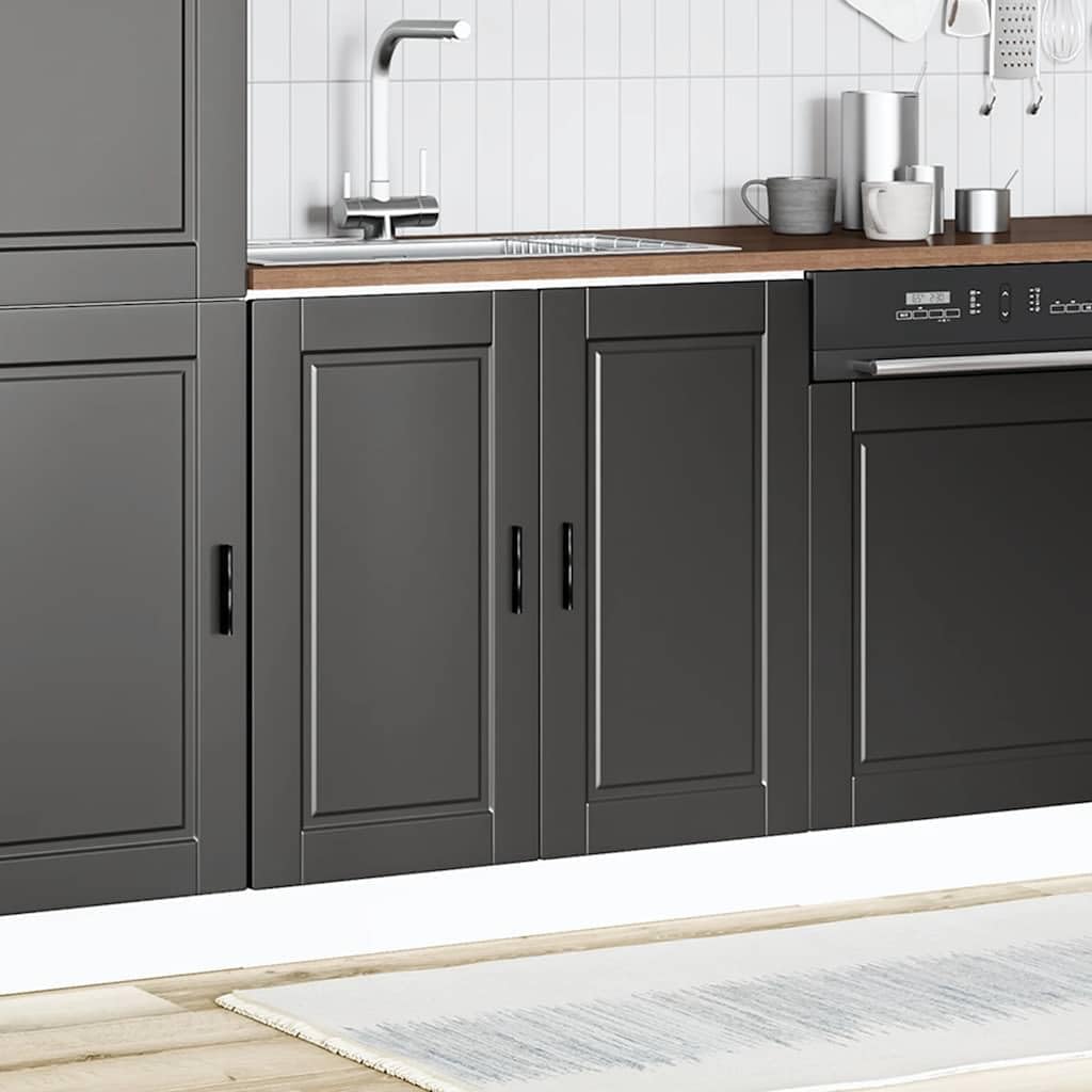 vidaXL Spülenunterschrank Porto Schwarz 80x46x81,5 cm Holzwerkstoff, Küchenunterschrank, Unterschrank für Küche, Küchenzeile, Küchenschrank