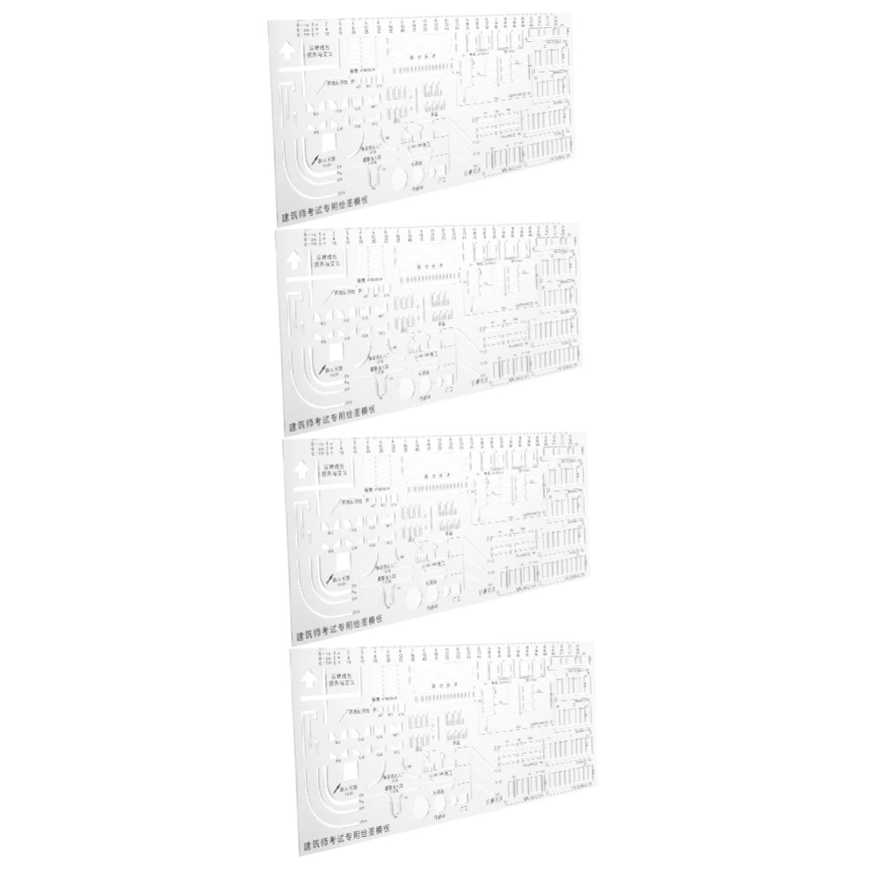 SHINEOFI 4pezzi Righello Plastica Per Disegno Geometrico Stencil Architettonico Strumento Di Progettazione Con Forme Varie Trasparente e Resistente Per Esami e Lavori Creativi