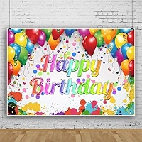 KIKIDOR Happy Birthday Greenery Backdrop Nature Green Grass Small Flower Shoot Photo Background Birthday Party Cake Table Booth Banner Decoration Supplies 7x5ft BJDWKI019 - View #5