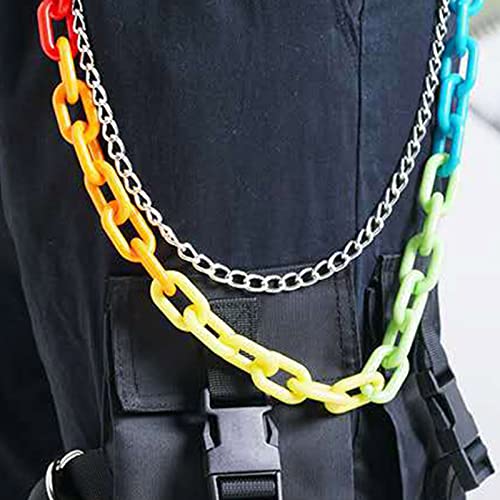Rainbow Acrylic Wallet ains Black Jean Rock Punk Keychain Pants Belt ain Jean ains for Men for Key Metal Wallet, As the Picture Shows4
