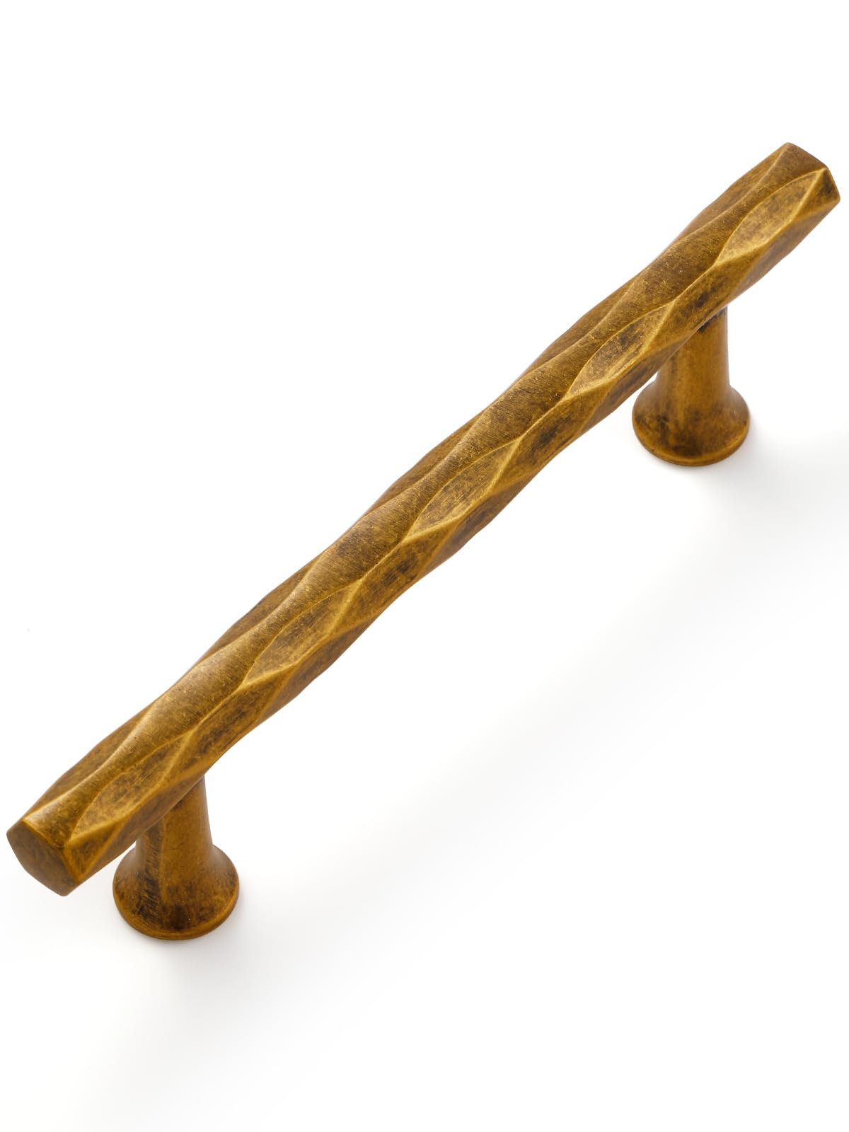 JIASENBAO Antique Brass Cabinet Pulls 3.78" Hole Center 10 Pack Hammered Vintage Cabinet Handles Decorative Kitchen Drawer Dresser Cupboard Bathroom