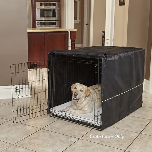 image for MidWest Homes for Pets Large Dog Crate Cover, Black Polyester Privacy 
