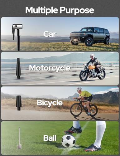 COSTAR Tyre Inflator, 150 PSI Air Pump for Car Tyre, 12V DC Electric Car Air Pump with LED Flashlight, 11.8 Feet Cords, Cigarette Lighter Interface, Multiple Nozzles for Car, Bikes, Bicycles & Balls - Image 7