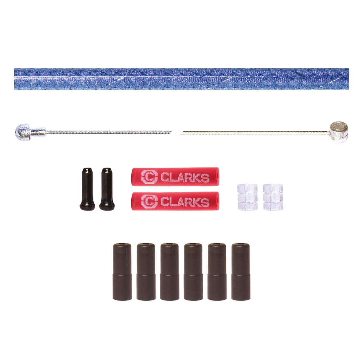 Clarks Cycle Systems Road/MTB Stainless Steel Inner Cable & Braided Outer Brake Cable Kit, Front & Rear, Blue