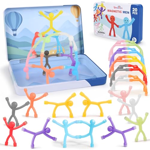 20Pcs Magnetic Travel Toys, Magnets Men for Kids with Metal Box, Airplane Car Travel Fidget Toys Portable Road Trip Activities Essential, Classroom...