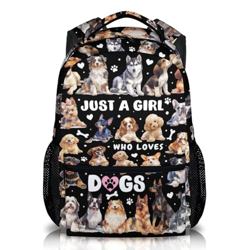 Kids School Backpacks, Cute Dog Bookbag, 17 Inch Large Capacity Girls Boys Schoolbag for Gift, Casual Bookbag for Preschool Elementary Kindergarten School Travel