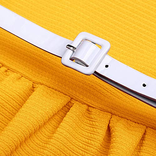 Grace Karin Girls Retro Sleeveless Floral Printed Swing Dresses With Belt Yellow #TOP4