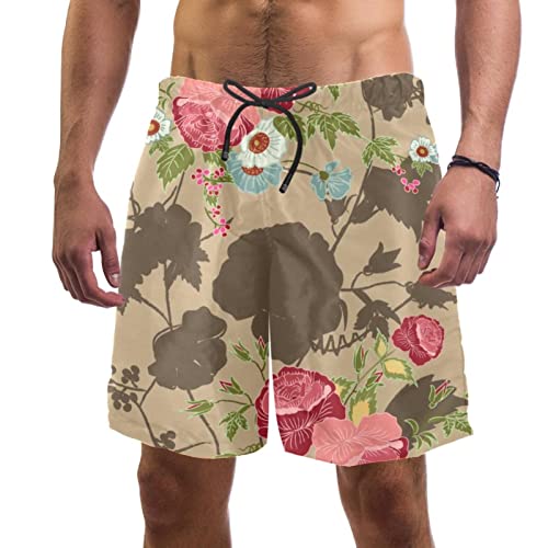 Maillots de bain pour hommes anti irritation avec motif fleurs de coquelicot