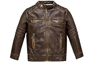 Boys Stylish Faux Leather Jacket in Brown for Costume Parties and Everyday Wear
