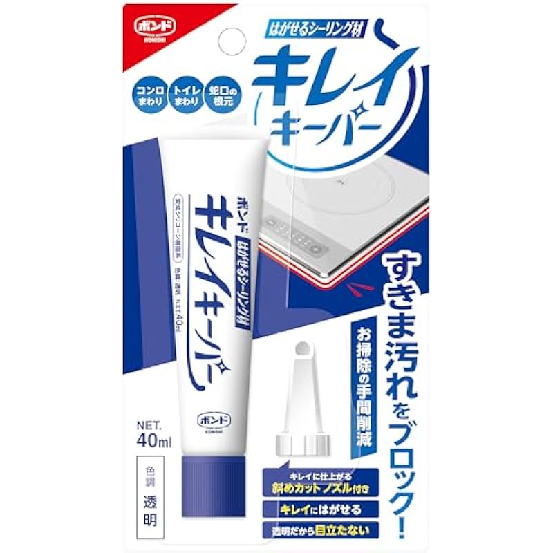 Konishi Bond 탈착식 천장 재료 깨끗한 골키퍼 40ml 화장실 바닥 수도꼭지 슬리밍 딜 주변의 투명한 주방 스토브는 눈에 띄지 않는 제거 가능한 노즐 1 PC