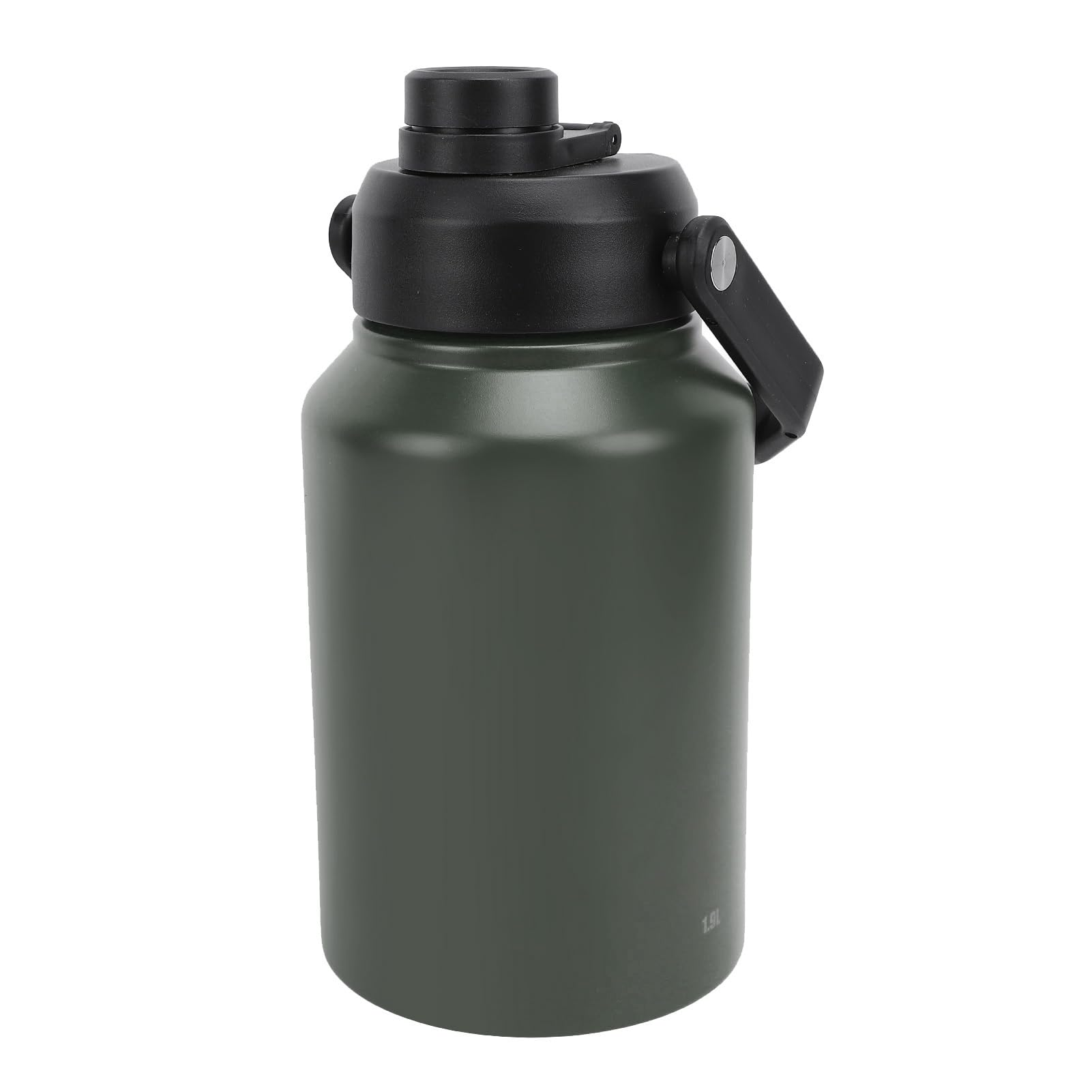 Isolierte 1,9-Liter-Trinkflasche aus Edelstahl mit Doppelwandiger Vakuumisolierung, Strohhalmdeckel und Tragegriff, Auslaufsichere Thermoskanne mit Großer Öffnung für (OD Grün)