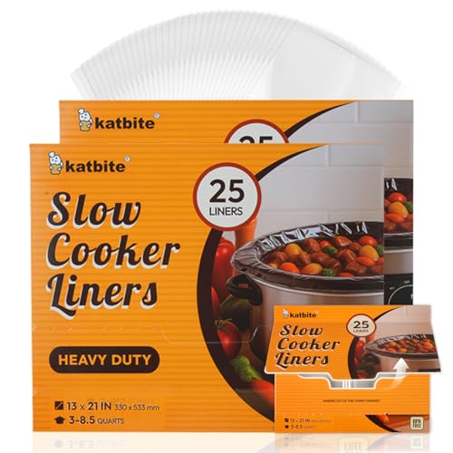 Katbite Crock Pot Liners, Heavy Duty Pop-Up Slow Cooker Liners, 13