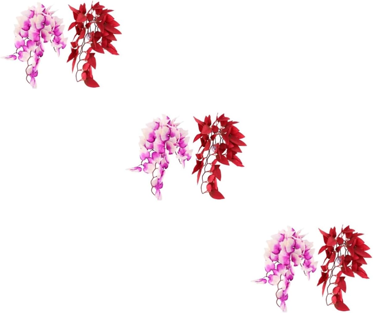 3sets Decorative Faux Plants for Reptile Terrariums Wear Resistant Fake Plants Eye Catching Aquarium Decor Safe for Fish Tanks and Reptile Cages 2pcs*3