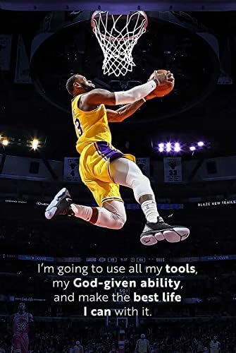 Lebron James Wall Art Prints Poster,Lebron James Dunking Poster,LeBron James Basketball Superstar Inspirational Quote Canvas Wall Art Painting,Basketball Player Sports Home Decor Motivational Artwork for Home,Office,LivingRoom,Gym Wall Decor,Gifts.1 PCS (16"X24"inches,No Frame)